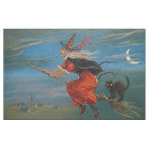 Hallowe'en Heks & Zwarte Kat op Halloween Nacht