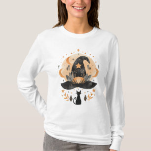 Halloween Heks Zwarte Kat T-shirt