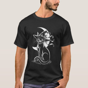 Halloween Heks Zwarte Kat T-shirt