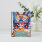  Halloween-heks zwarte katten briefkaart (Staand voorkant)