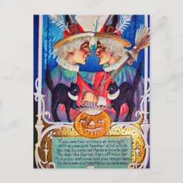  Halloween-heks zwarte katten briefkaart