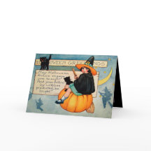  Halloween heks zwarte katten Vakantie kaart