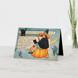  Halloween heks zwarte katten Vakantie kaart