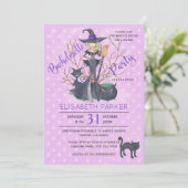 Halloween heks zwarte katten vrijgezellenfeest kaart (Staand voorkant)