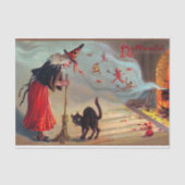 Halloween heks zwarte kattepartijweefsel Tissuepapier (Voorkant)