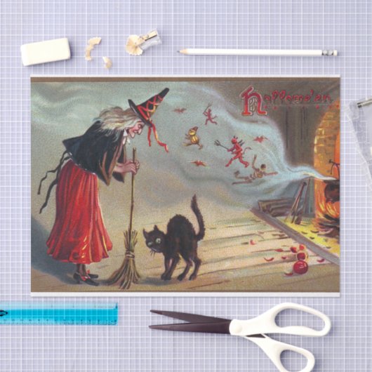  Halloween heks zwarte kattepartijweefsel Tissuepapier (Craft)