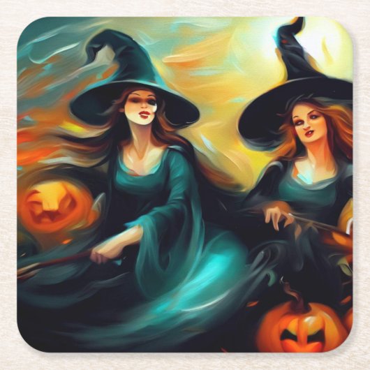 Halloween - Heksen 1 Kartonnen Onderzetters (Voorkant)
