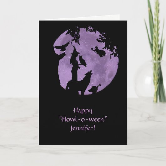 Halloween Heksen Aangepaste Naam Voorzijde  Kaart (Voorkant)