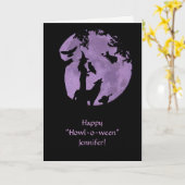 Halloween Heksen Aangepaste Naam Voorzijde  Kaart (Gele Bloem)