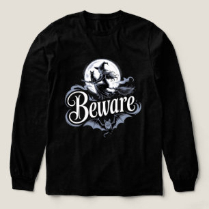 Halloween Heksen Bezemsteel Zwarte Kat Maan Grafis Tri-Blend Shirt