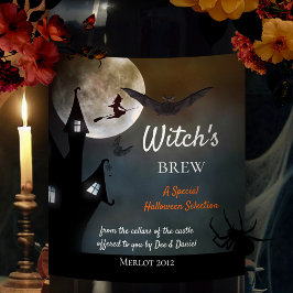 Halloween Heksen Brew Wijn Label Wijn Etiket