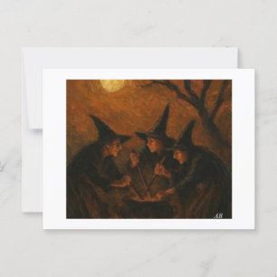 Halloween heksen brouwen onder de maanverlichte he briefkaart