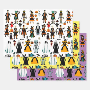 Halloween Heksen en Monsters kunst clipart  Inpakpapier Vel