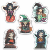 Halloween Heksen en Vampieren Big Eye Cuties Sticker (Voorkant)