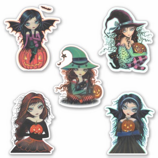 Halloween Heksen en Vampieren Big Eye Cuties Sticker (Voorkant)