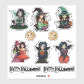 Halloween Heksen en Vampieren Schattigee Kunst Sticker (Vel)