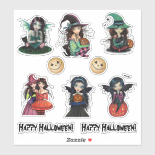 Halloween Heksen en Vampiers Schattige Kunst Sticker