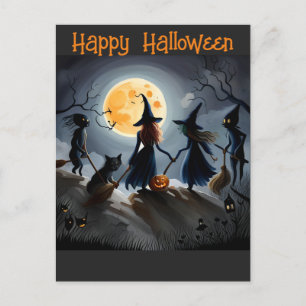 Halloween heksen en vrienden briefkaart