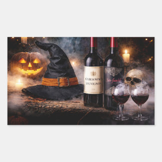Halloween Heksen en Wijn Halloween Rechthoekige Sticker