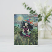 Halloween Heksen en Zwarte Katten Fantasy Art Briefkaart (Staand voorkant)