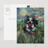 Halloween Heksen en Zwarte Katten Fantasy Art Briefkaart (Voorkant / Achterkant)