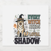 Halloween Heksen Hond Geesten Sparkling Wijnetiket (Enkel label)