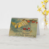 Halloween heksen in het vliegtuig kaart (Gele Bloem)