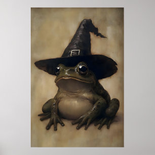 Halloween Heksen Kikker Vintage Schilderij, Hallow Poster