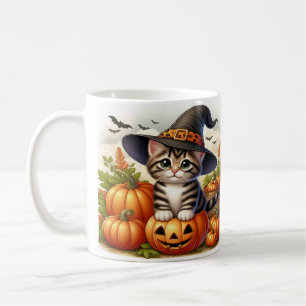 Halloween Heksen Kitten Cute Griezels Kat Kunst  Koffiemok