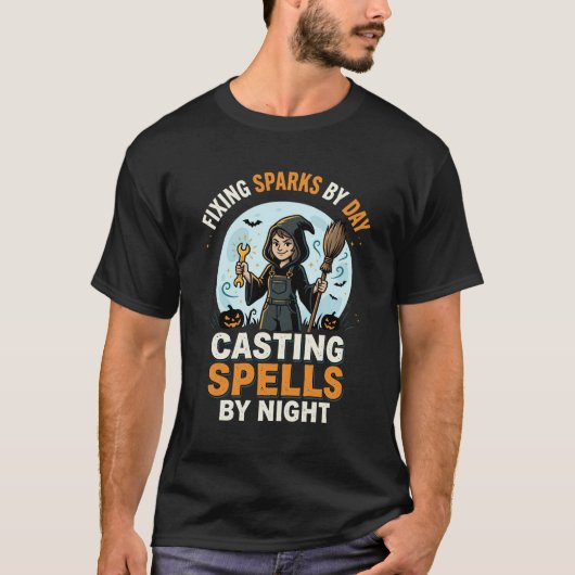 Halloween Heksen Maan Crew T-shirt (Voorkant)