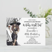 Halloween heksen meisjes avond uit verjaardagsfees kaart (Staand voorkant)