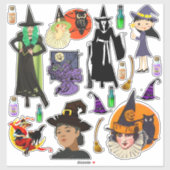 Halloween heksen moderne en  kunst sticker (Vel)