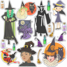 Halloween heksen moderne en kunst sticker
