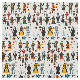 Halloween heksen monsters en skeletten kunst stof