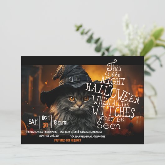 Halloween Heksen Nachtfeest Uitnodiging (Staand voorkant)