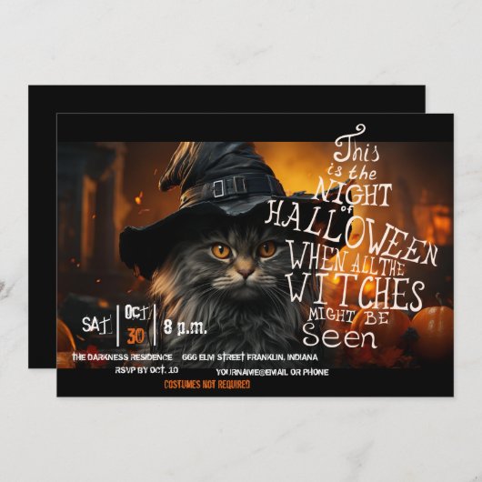 Halloween Heksen Nachtfeest Uitnodiging (Voorkant / Achterkant)