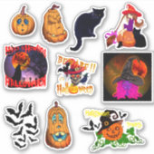Halloween Heksen Schedel & Pompoenen Sticker (Voorkant)