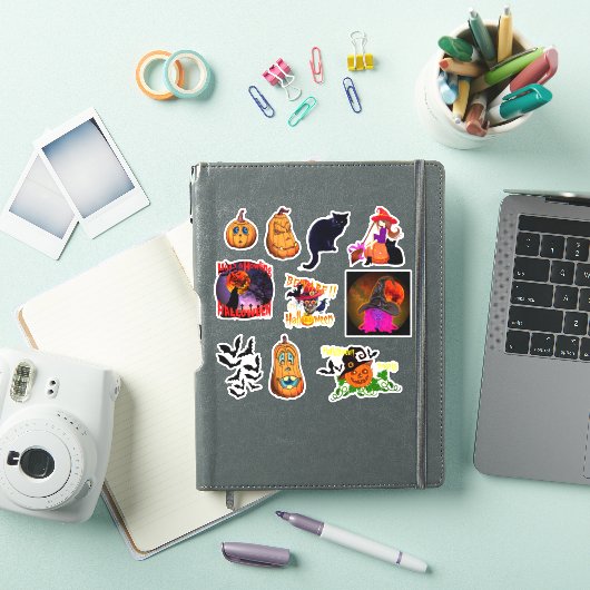 Halloween Heksen Schedel & Pompoenen Sticker (iPad Cover)