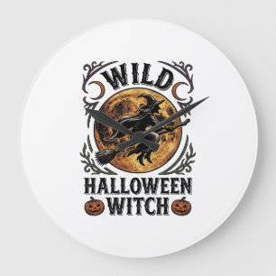 Halloween Heksen Shirt Vintage Bezem Maan Grafisch Grote Klok