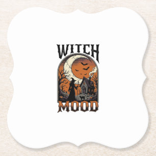 Halloween Heksen Shirt Vintage Geheime Maan Ontwer Kartonnen Onderzetters