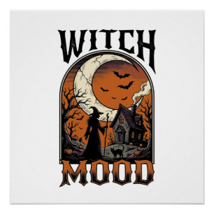 Halloween Heksen Shirt Vintage Geheime Maan Ontwer Perfect Poster