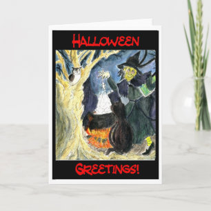 Halloween Heksen Wenskaart Kaart