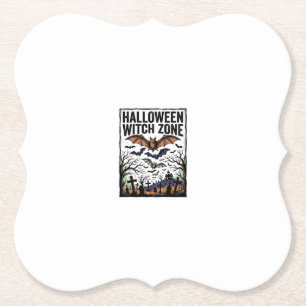 Halloween Heksen Zone Vintage Kerkhof Vleermuis On Kartonnen Onderzetters