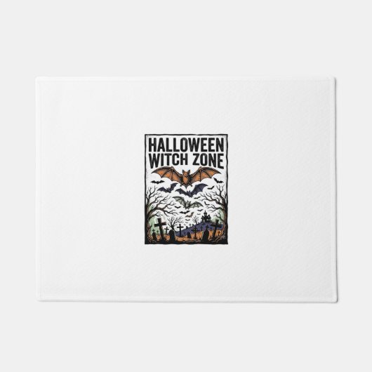 Halloween Heksen Zone Vintage Kerkhof Vleermuizen Deurmat (Voorkant)