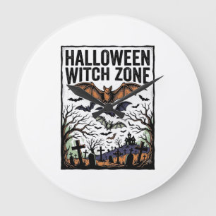 Halloween Heksen Zone Vintage Kerkhof Vleermuizen Grote Klok