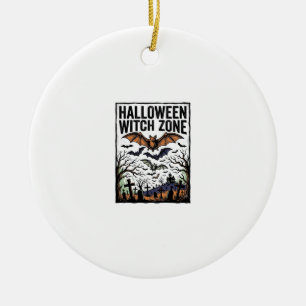 Halloween Heksen Zone Vintage Kerkhof Vleermuizen Keramisch Ornament