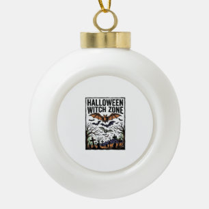 Halloween Heksen Zone Vintage Kerkhof Vleermuizen  Keramische Bal Ornament
