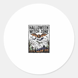 Halloween Heksen Zone Vintage Kerkhof Vleermuizen Ronde Sticker