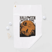 Halloween Heksen Zone Zwarte Kat Kerkhof Vleermuiz Golfhanddoek (Insitu)