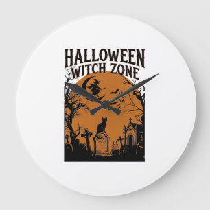 Halloween Heksen Zone Zwarte Kat Kerkhof Vleermuiz Grote Klok